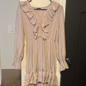 Vince Camuto Women's Long Sleeve Ruffle Dress - Cream